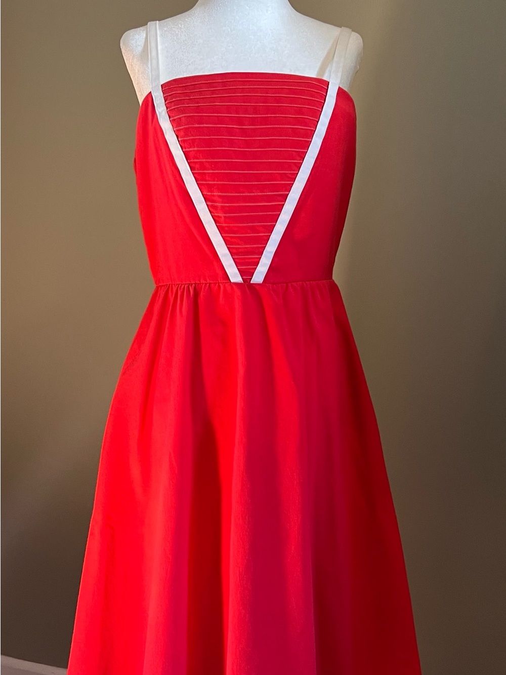 Vintage‎ 1970’s Jenni Red Fit-and-Flare Dress with White Trim